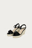 Black Croc Single Strap Espadrille Wedge - Select Fashion