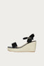 Black Croc Single Strap Espadrille Wedge - Select Fashion