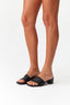 Black Woven Slip On Heels - Select Fashion