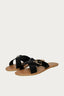 Black Croc Cross Over Buckle Slider - Select Fashion