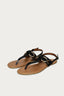 Black Metal Trim Snake Toe Post Sandals - Select Fashion