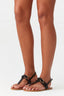 Black Metal Trim Snake Toe Post Sandals - Select Fashion