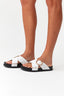 White Cross Over Pu Buckle Stud Sliders - Select Fashion