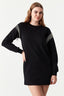 Black Diamente Sleeve Sweat Dress - Select Fashion