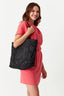 Black Nylon Pu Pocket Shopper Bag - Select Fashion