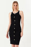 Mono Contrast Button Detail Rib Dress - Select Fashion