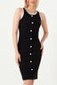 Mono Contrast Button Detail Rib Dress - Select Fashion