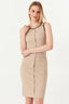 Sand Contrast Button Detail Rib Dress - Select Fashion