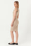 Sand Contrast Button Detail Rib Dress - Select Fashion