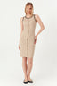 Sand Contrast Button Detail Rib Dress - Select Fashion