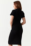 Black Collar Detail Rib Midi Bodycon Dress - Select Fashion