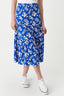Blue Floral Tiered Midi Skirt - Select Fashion