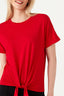 Red Tie Front Oversized Tee - Select Fashion