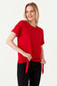 Red Tie Front Oversized Tee - Select Fashion