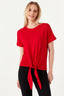 Red Tie Front Oversized Tee - Select Fashion