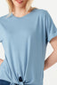 Smoke Blue Tie Front Oversized Tee - Select Fashion