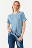 Smoke Blue Tie Front Oversized Tee - Select Fashion