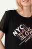 Black Leopard Text Mesh Insert Tee - Select Fashion
