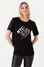 Black Leopard Text Mesh Insert Tee - Select Fashion