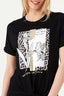 Black L'Amour Foil Tie Front Tee - Select Fashion
