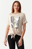 Neutral L'Amour Foil Tie Front Tee - Select Fashion