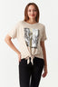 Neutral L'Amour Foil Tie Front Tee - Select Fashion