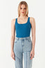 Blue Bow Detail Square Neck Bodysuit - Select Fashion