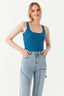 Blue Bow Detail Square Neck Bodysuit - Select Fashion