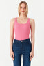 Pink Bow Detail Square Neck Bodysuit - Select Fashion