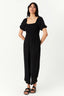 Black Shirred Detail Jumpsuit - Select Fashion