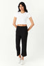 Black Textured Pull-On Crop Trouser - Select Fashion