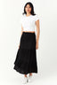Black Shirred Waist Crinkle Maxi Skirt - Select Fashion