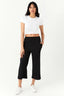 Black Textured Pull-On Crop Trouser - Select Fashion